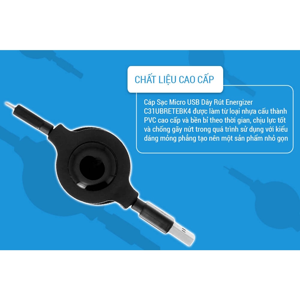 Cáp Sạc Micro USB Dây Rút Energizer C31UBRETEBK4 (80cm)