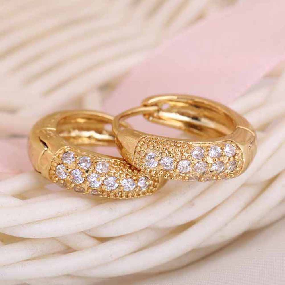 Khuyên tai mạ vàng 18K đính đá thanh lịch cho nữ