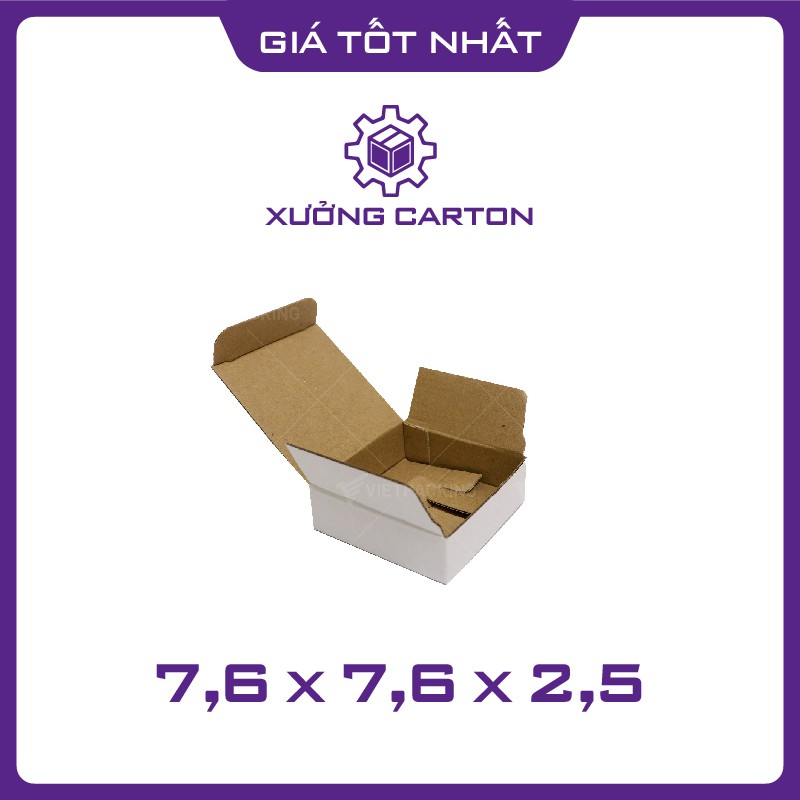 7,6x7,6x2,5 - 50 hộp carton giấy đóng gói hàng nhỏ màu trắng