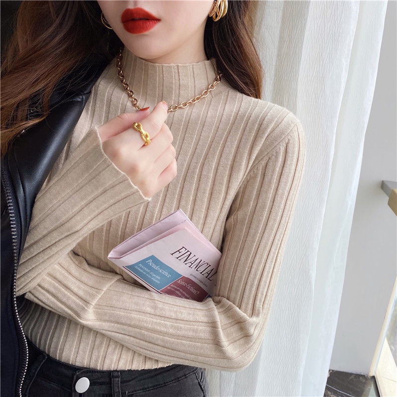Áo dệt kim cổ lọ thời trang thu đông trẻ trung cho nữ