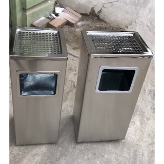 Thùng rác inox A34-B (có gạt tàn thuốc lá)