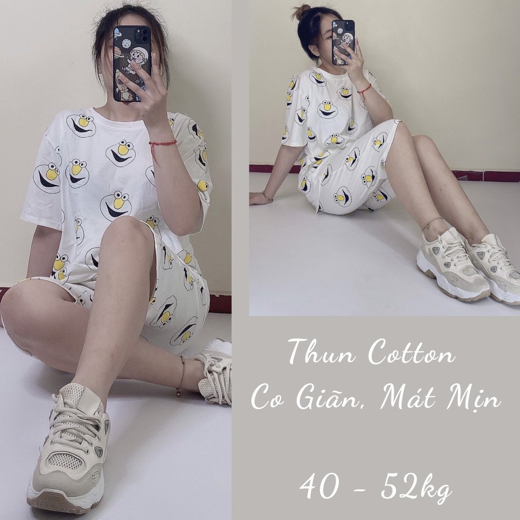 Đồ Bộ Thun Cotton Đùi Mặc Ở Nhà Nữ - Bộ Quần Áo Ngủ Nữ Cộc Tay Mặc Nhà Mùa Hè