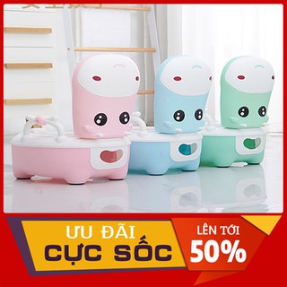 Bô vệ sinh QIHUA cho bé trai bé gái cao cấp hình thú đa năng có đệm tựa lưng ngăn chứa tháo lắp vệ sinh dễ dàng
