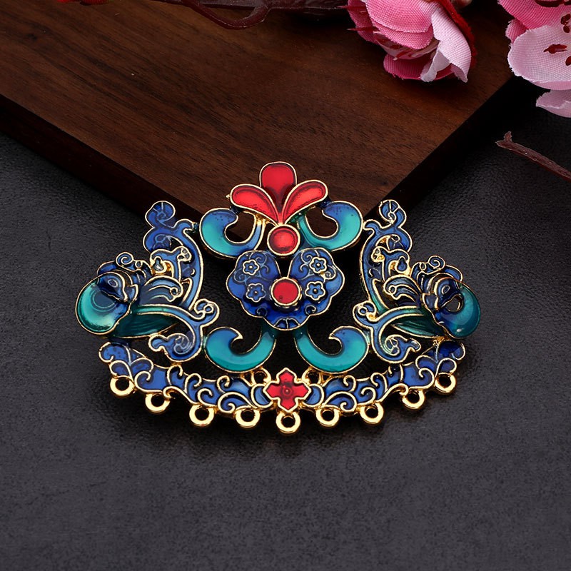Phiến đúc sơn tráng men phong cách điểm thúy 62*45mm nguyên liệu làm trâm làm trang sức cổ trang cospay có màu KC