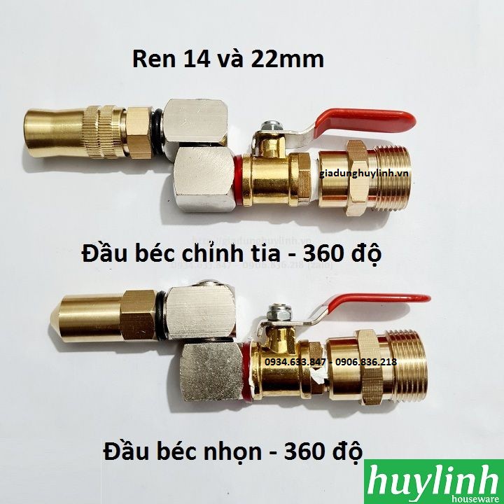 Đầu béc phun xịt rửa máy lạnh 360 độ ren 14 và 22 dùng cho máy rửa xe