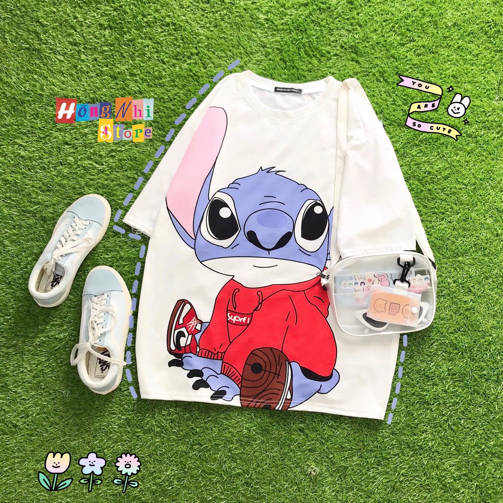 Áo Thun Tay Lỡ In Hình Stitch 3D Dáng Rộng Oversize Ulzzang Unisex - MM