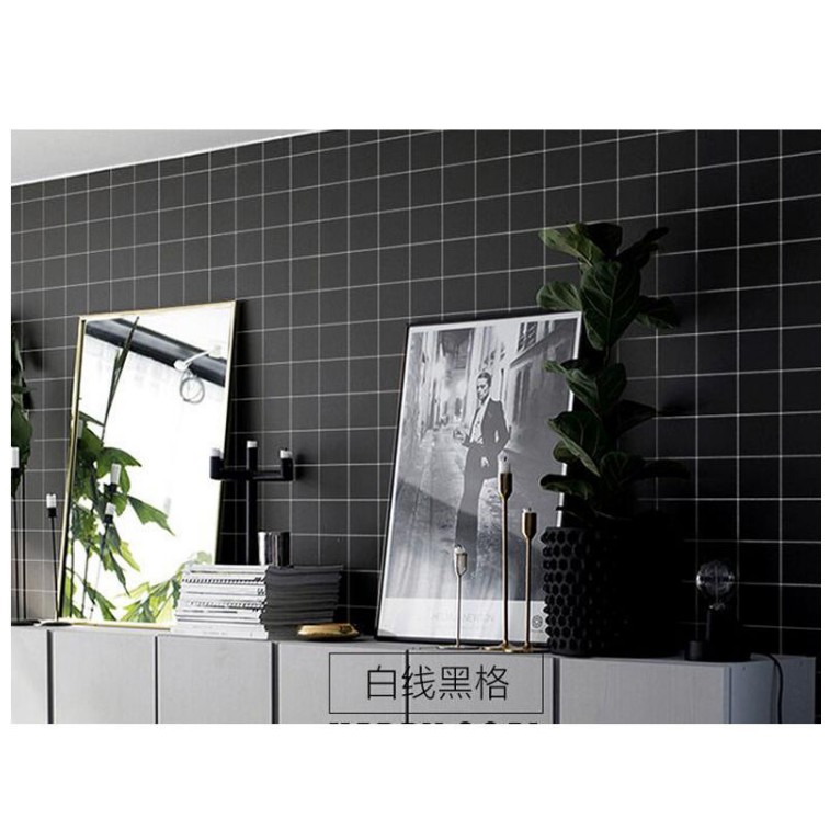 Decal 5m giấy dán tường có sẵn keo dán - ô vuông đen bự