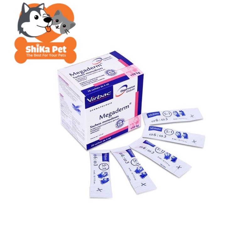 [Mã PET50K giảm Giảm 10% - Tối đa 50K đơn từ 250K] Gel dinh dưỡng mượt lông đẹp da Virbac Megaderm 28 gói