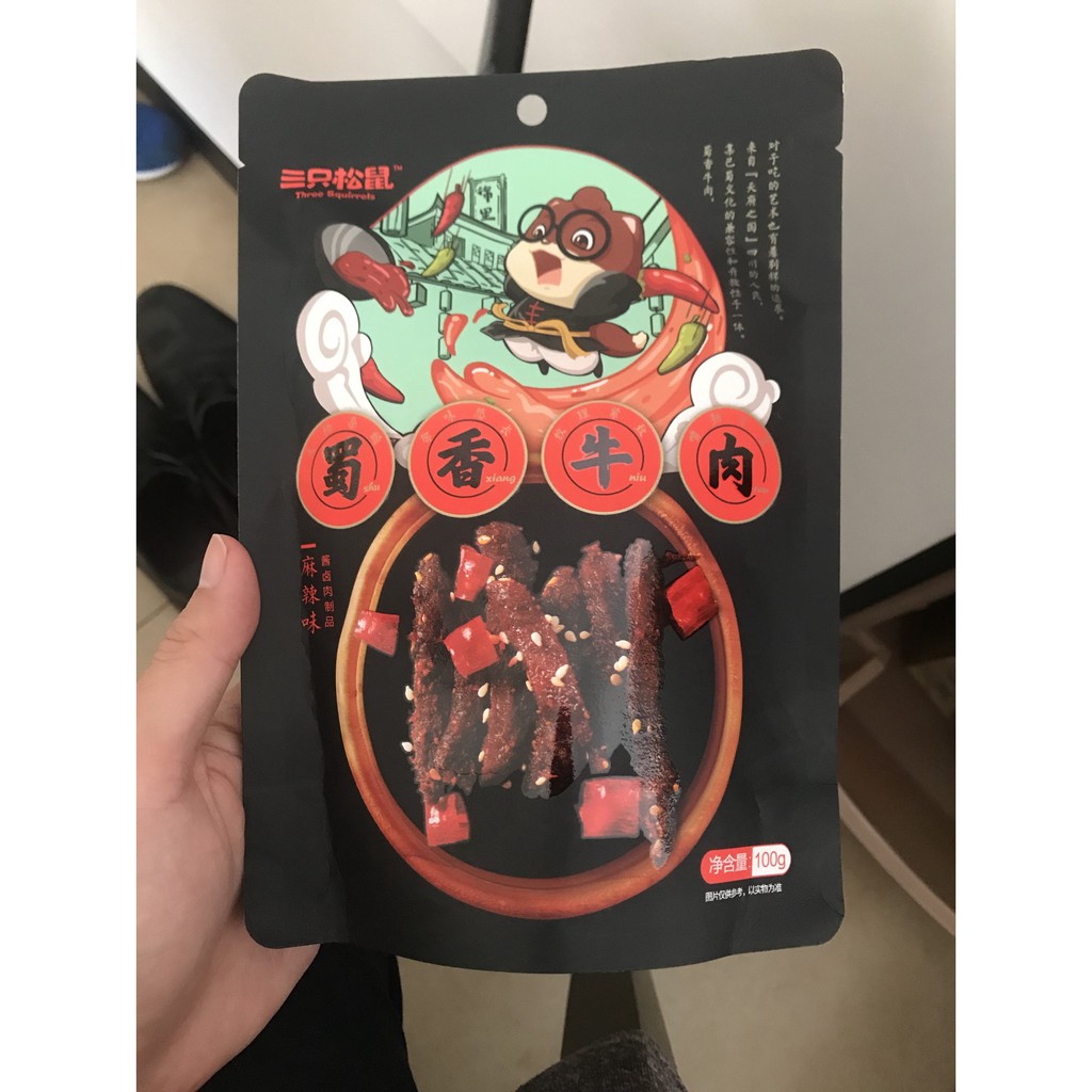 Khô bò cay Ba Con Sóc (Three Squirrels) - Đồ ăn vặt bò khô miếng cay - Ăn vặt Ba Sóc Mỡ | BigBuy360 - bigbuy360.vn