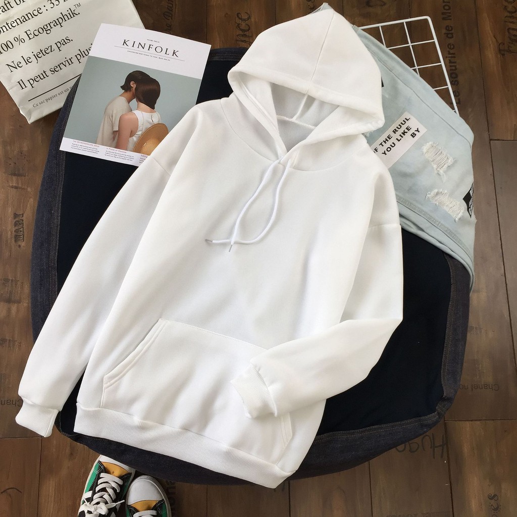 Áo hoodie đôi nam nữ có mũ Đồ đôi thời trang thu đông dài tay màu trơn cao cấp