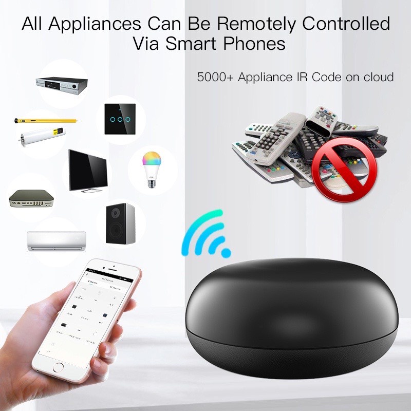 Bộ Điều Khiển IR+RF Tuya Wifi Thông Minh điều khiển tivi máy lạnh cửa cuốn