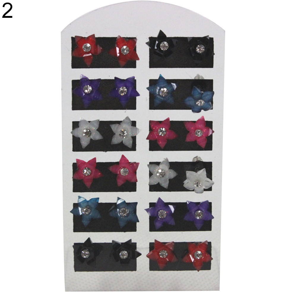 Set 12 hoa tai mặt hình hoa năm cánh