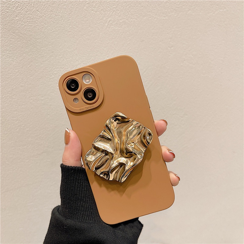 Ốp Điện Thoại Mềm Mạ Điện Có Vòng Đỡ Kim Loại Sang Trọng Cho IPhone 13 Pro Max 12 11 XR X XS 7 8 Plus