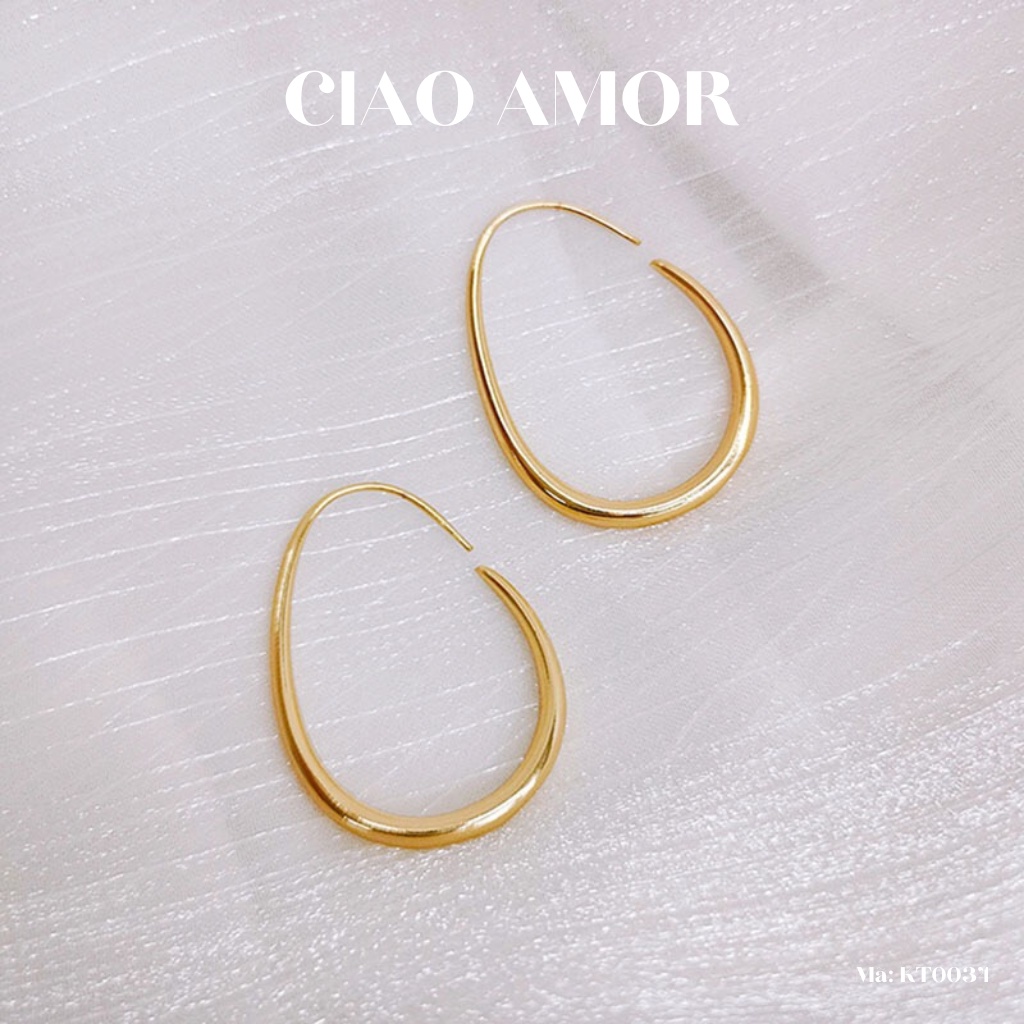 Khuyên tai nữ, bông tai nữ to bầu thời trang Trang sức Ciao Amor - Mã KT0034