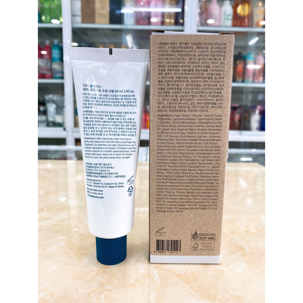 Kem Dưỡng Ẩm Chuyên Sâu Klairs Rich Moist Soothing Cream Hàn Quốc 80ml