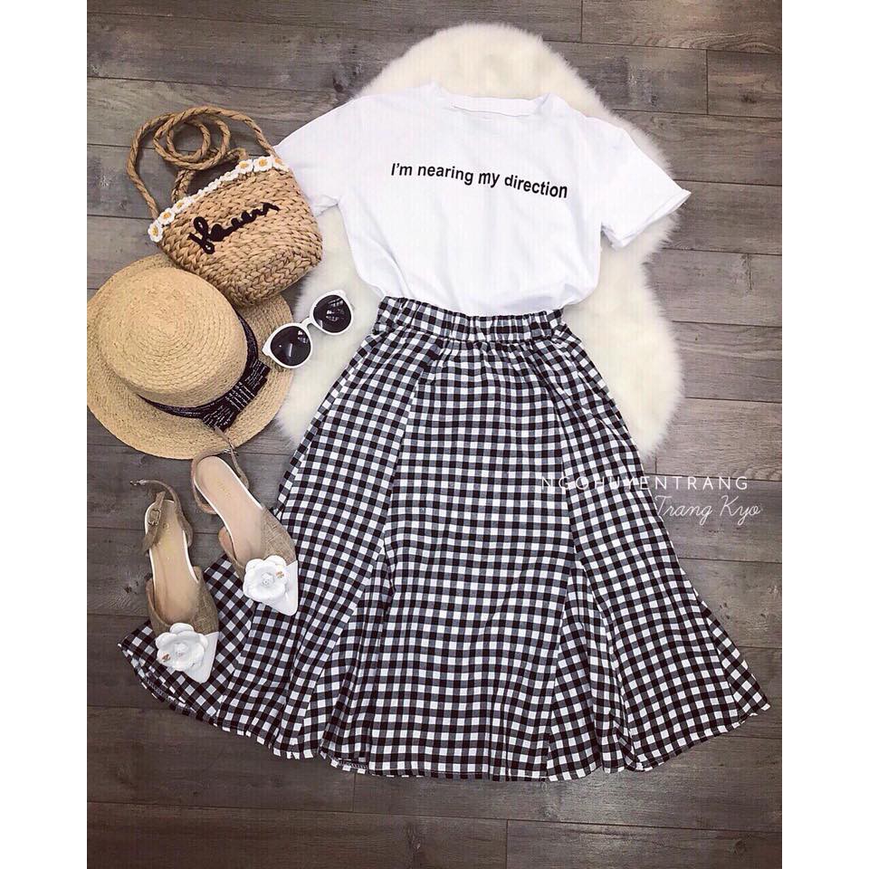 (QUÀ TẶNG LÀ 1 GÓI XẢ VẢI) SÉT VÁY CARO KÈM ÁO PHÔNG SIÊU ĐẸP ,THỜI TRANG 1989, ĐEN , TRẮNG | BigBuy360 - bigbuy360.vn