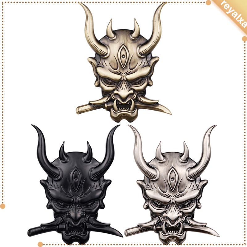 Sticker Hợp Kim Kẽm Hình Đầu Lâu Samurai Trang Trí Xe Hơi