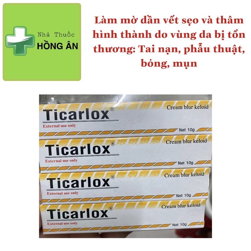 Ticarlox ❤️ Làm mờ dần vết sẹo và thâm hình thành do vùng da bị tổn thương bởi các nguyên nhân: Tai nạn, phẫu thuật...