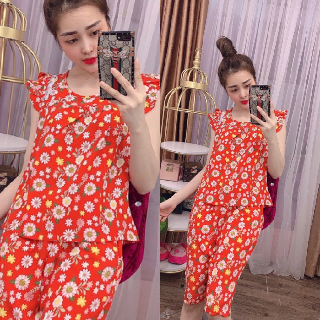 SET BỘ LỤA HOA NHÍ TAY CÁNH TIÊN DỄ THƯƠNG, GIAO HOA NGẪU NHIÊN - CÓ SIZE 40-75KG - LUA04