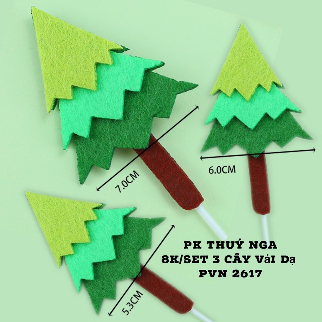 5 set cây vải dạ trang trí bánh kem