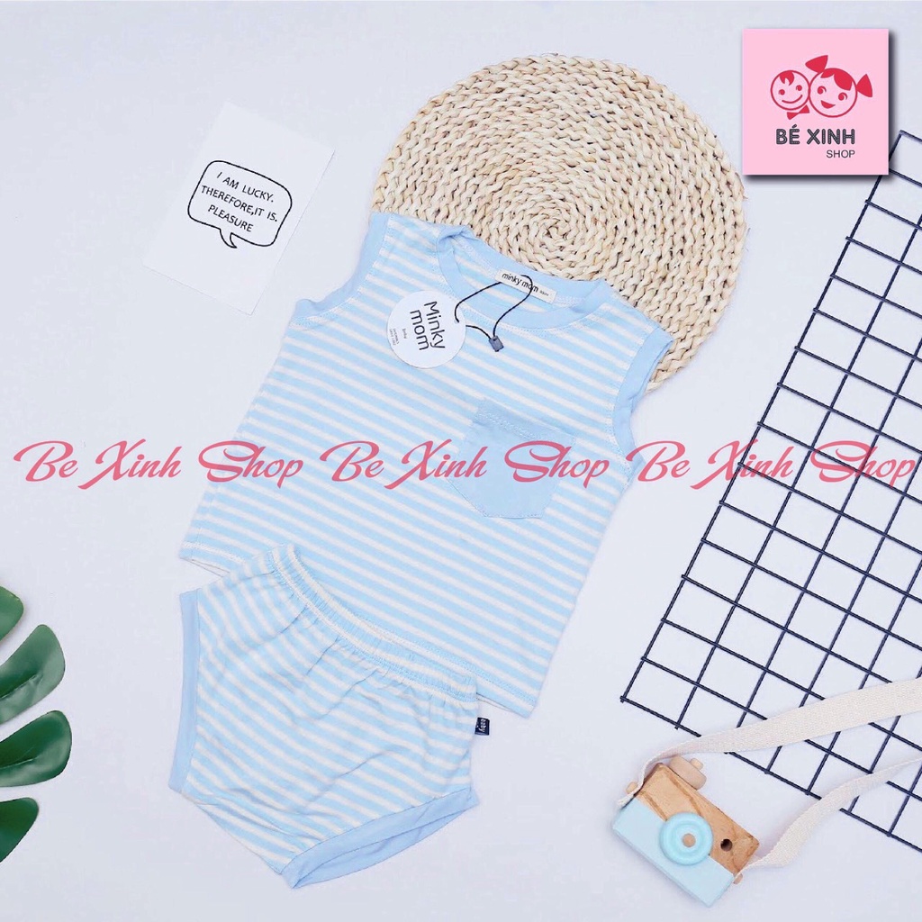 Bộ ba lỗ sát nách thun lạnh cho bé Minky Mom [Cực yêu] Bộ hè Minky Mom BA 3 LỖ KẺ SỌC cho bé trai gái trẻ em thun lạnh