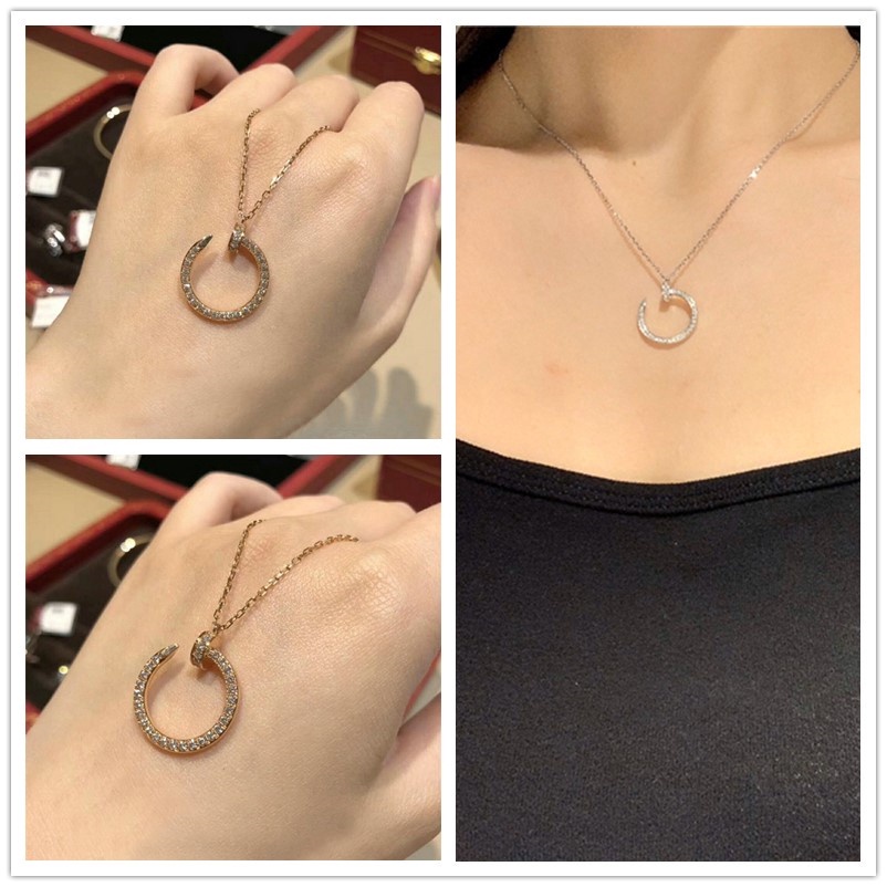 vòng cổ Nữ Mặt Tròn In Chữ Juste Un Clou 2021 Mạ Vàng Trắng 18k