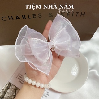 🎀 KẸP TÓC NƠ VOAN BÈO BẢN TO TIỂU THƯ - [ Nhà Nấm handmade ]