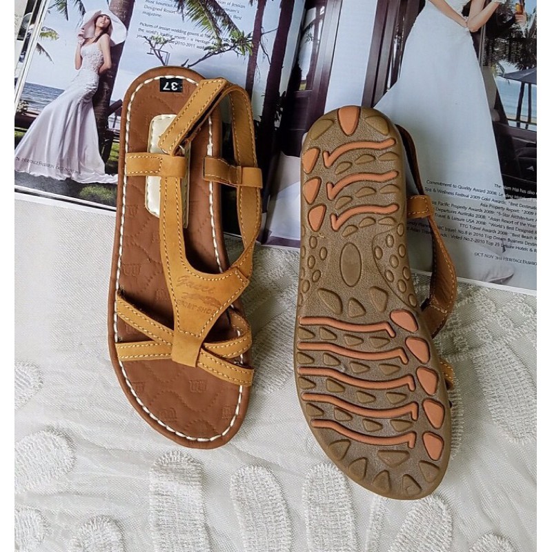 Sandal Nữ/ Giày Xăng-đan Nữ Quai Chéo Giản Đơn Da Bò Đế PU Nhựa Chống Trượt Size 36-39 - Lucky Girl shop