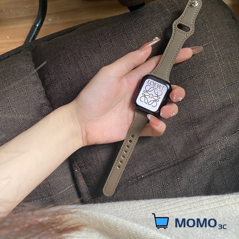 Dây đeo bằng da mỏng cho đồng hồ thông minh Smart Watch Series 6 SE 5 4 3 2 Luxury IWatch 40mm 44mm 38mm 42mm