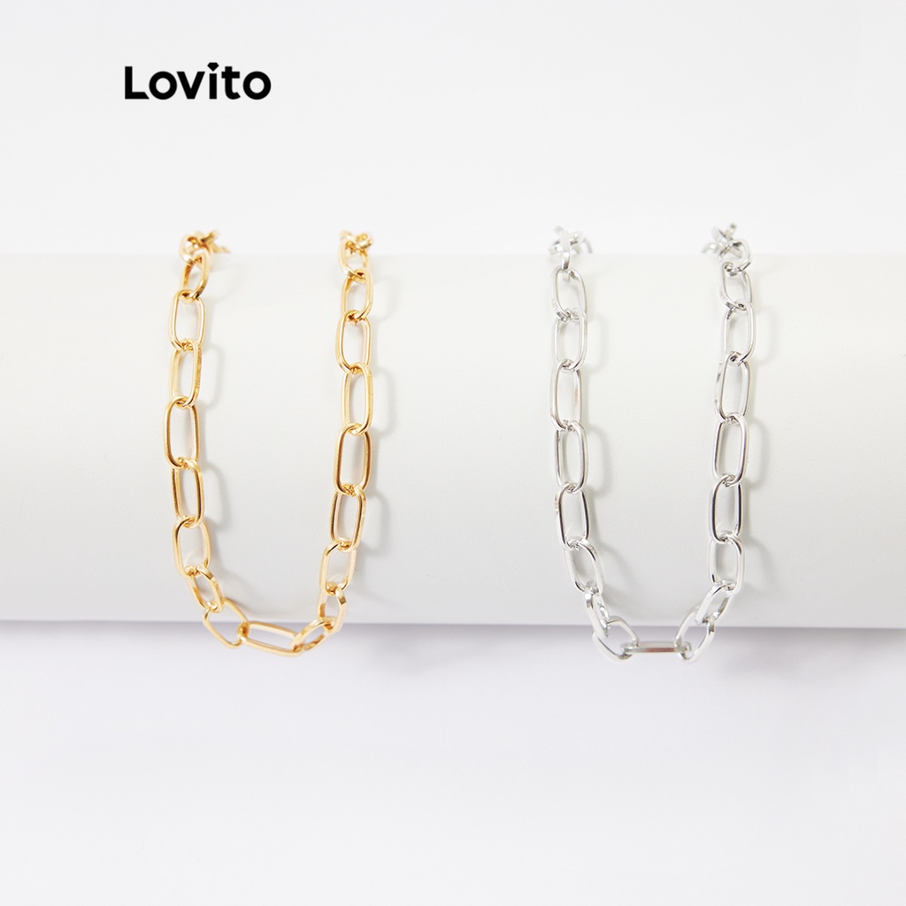 Dây chuyền Lovito màu trơn bằng kim loại với phong cách thường ngày (màu vàng/ bạc) L233L213