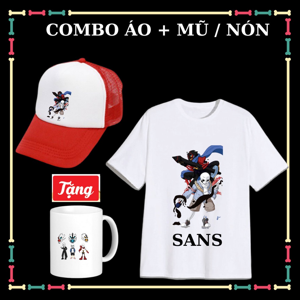 COMBO ÁO MŨ SANS UNDERTALE SIÊU NGẦU CHO BÉ TRAI ÁO BIỆT ĐỘI GANGSTER TẶNG LY SỨ SANS FAMILY