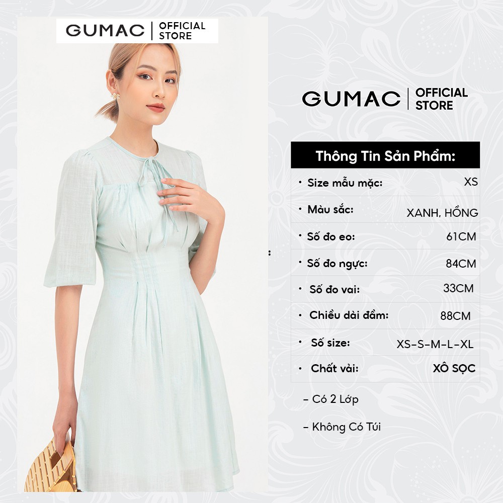 Đầm nữ GUMAC xếp ly ngực nhẹ nhàng cá tính DB718 | BigBuy360 - bigbuy360.vn