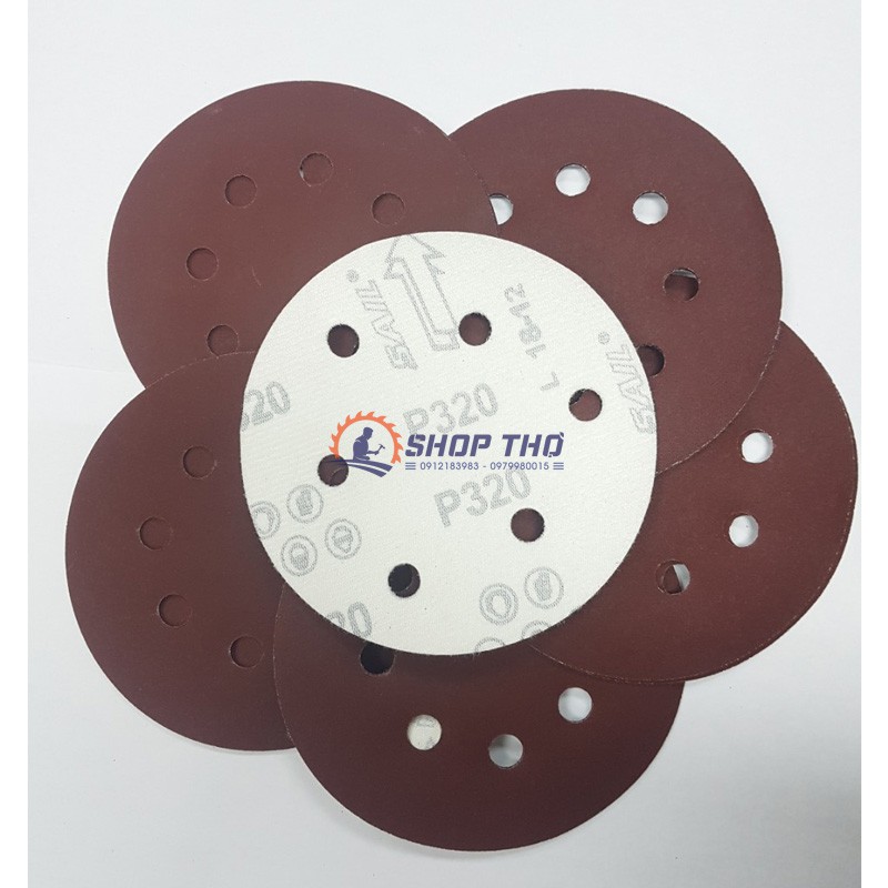 Giấy nhám tròn đế lông từ số 80 đến 1000 - đường kính 125mm (10 tờ)