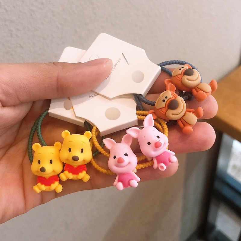 Set 2 dây buộc tóc co giãn hình động vật hoạt hình dễ thương thời trang cho bé gái