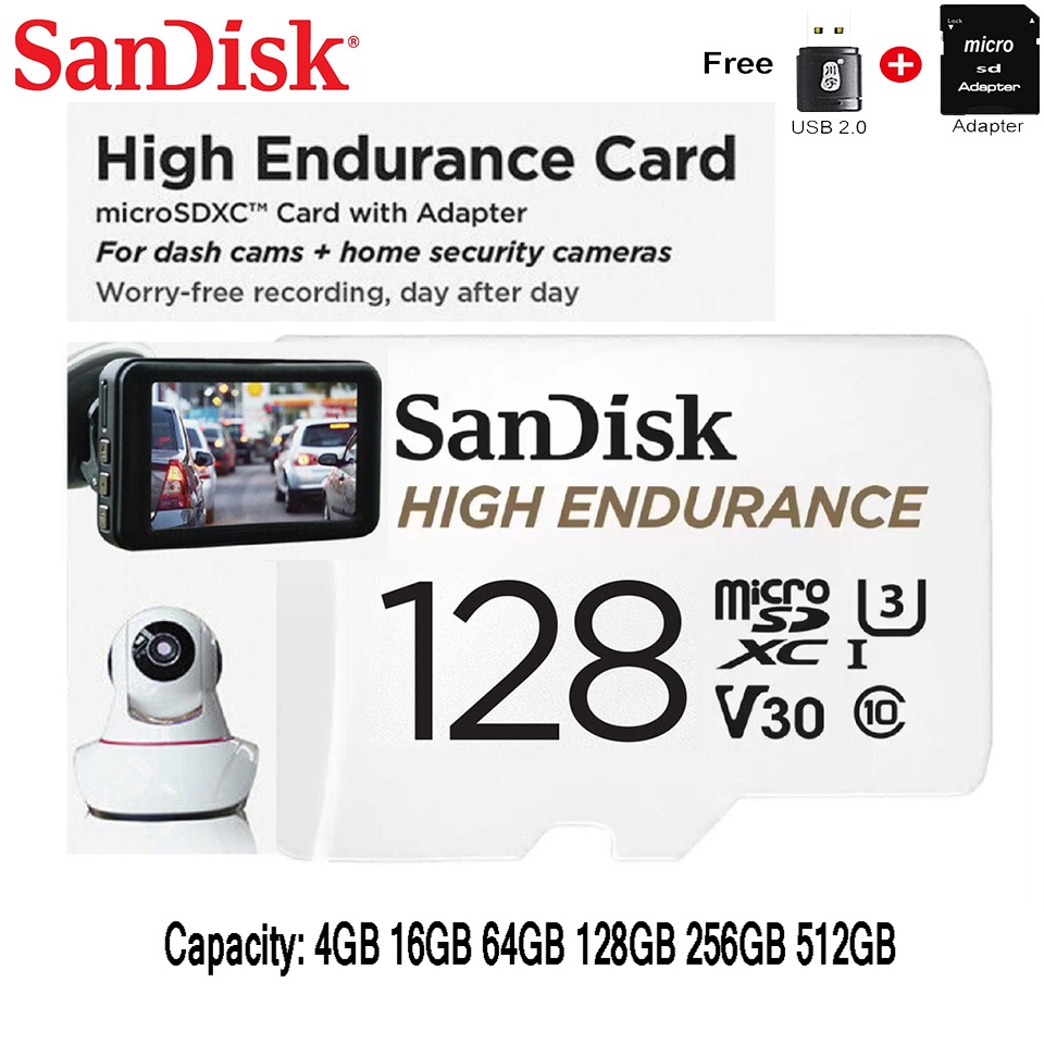 Thẻ Nhớ 16GB-512GB Sandisk 4GB Tốc Độ Cao Cho Camera Hành Trình