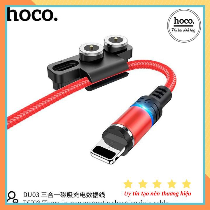 Cáp Sạc Nam Châm Thay 3 Đầu Lightning/Micro/Type-C Hoco DU03 - Hàng Chính Hãng - BH 12 Tháng