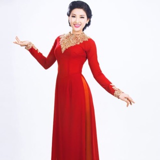 [Mã FATPBAU2 giảm 40K đơn 150K] Áo dài đỏ lụa kết cổ