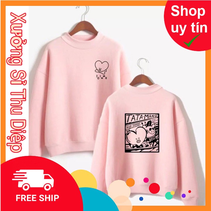 ÁO SWEATER BTS HỒNG SO CUTE