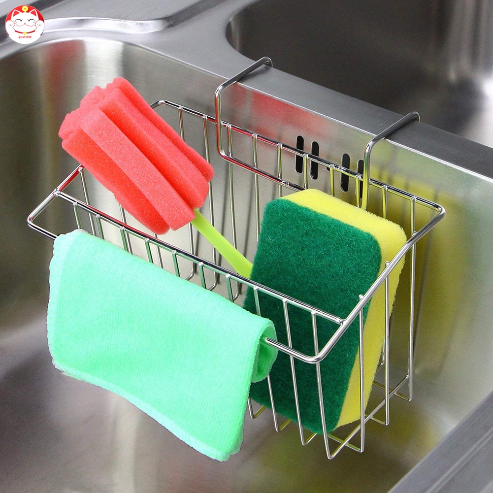 Kệ gắn bồn rửa chén bằng thép không gỉ cho để miếng rửa chén