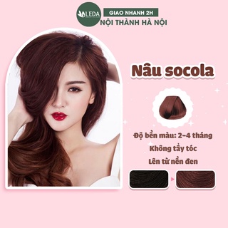 Thuốc nhuộm tóc nâu socola, nâu hạt rẻ tặng kèm oxy trợ nhuộm, găng tay, LEDA
