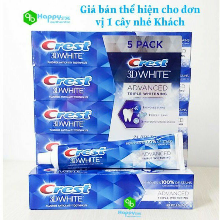 {MẪU MỚI} KEM ĐÁNH RĂNG CREST 3D WHITE ADVANCED TRIPLE WHITENING 158G
, USA | WebRaoVat - webraovat.net.vn