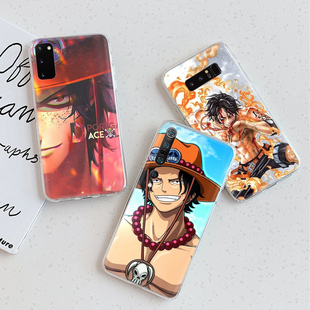 Ốp điện thoại dẻo trong suốt họa tiết hoạt hình One Piece Ace cho XIAOMI REDMI NOTE 9 9S BLACK 3 PRO MAX TT164