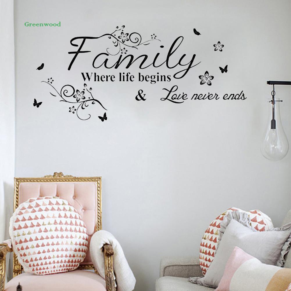 Sticker dán tường in chữ Family độc đáo chất lượng cao