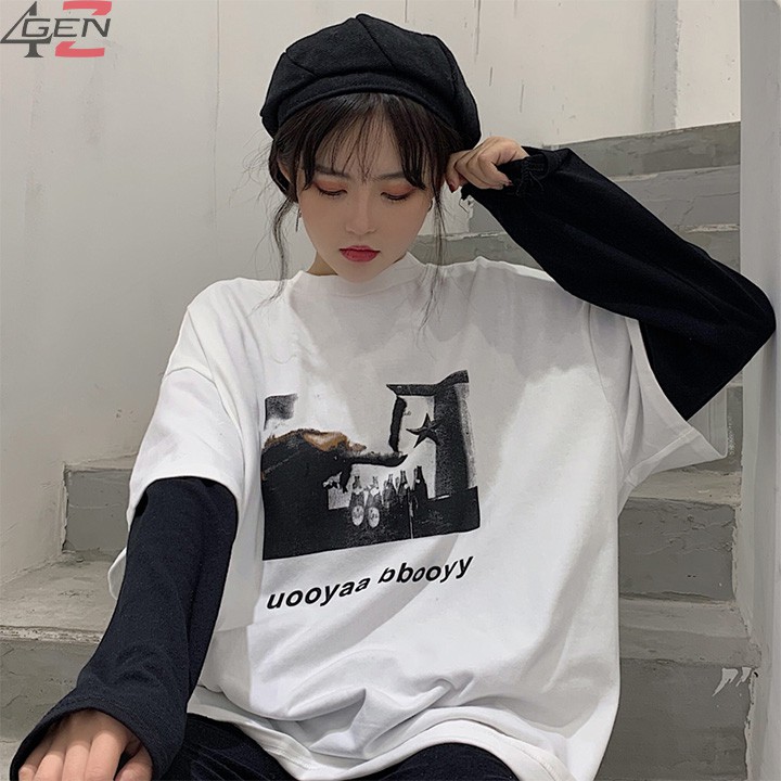 Áo phông tay lỡ unisex 2021, áo phông nữ form rộng tay lỡ màu trắng, xanh cổ tròn đẹp chất cotton | BigBuy360 - bigbuy360.vn