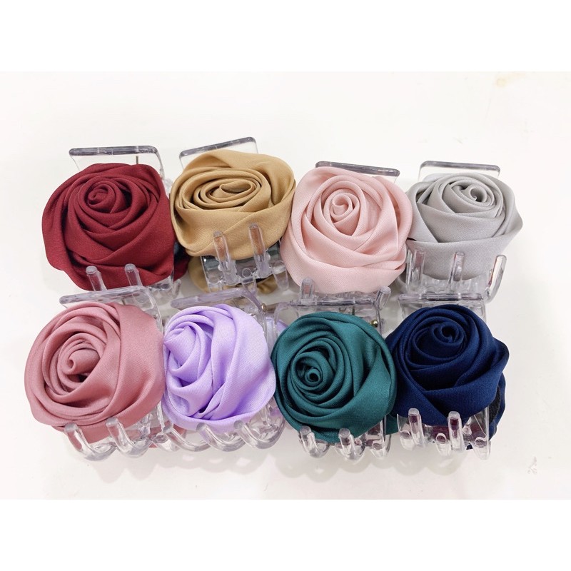 Kẹp càng cua đính hoa hồng cao cấp- 14 màu -handmade by Nanomi