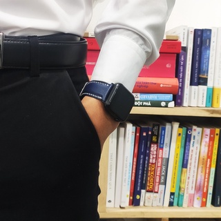 Dây apple watch Bụi leather - D117, da saffiano cao cấp-khâu tay thủ công- series 3 series 4 series 5 series 6.