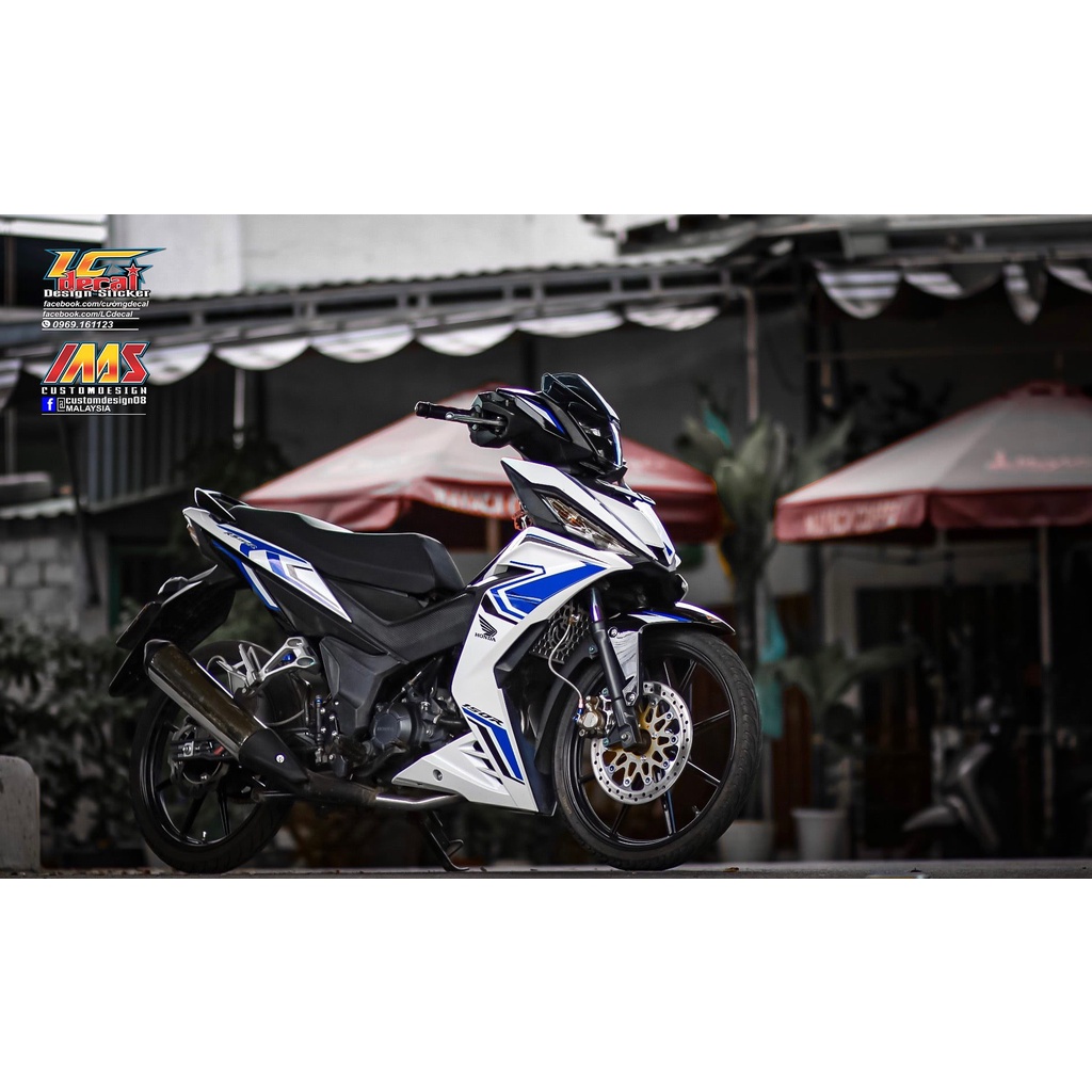 Tem Rời Dán Xe Winner V1 Mẫu RS Zin 2020 Mẫu Mới Trắng Xanh Cực Hot, Hàng 3 Lớp Chất Lượng Cao