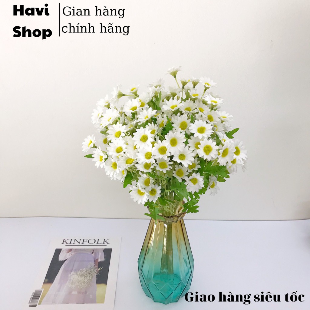 Hoa giả - Combo 10 cành Hoa cúc họa mi Havi 60cm decor bền, đẹp, thanh lịch, phụ kiện cho các studio