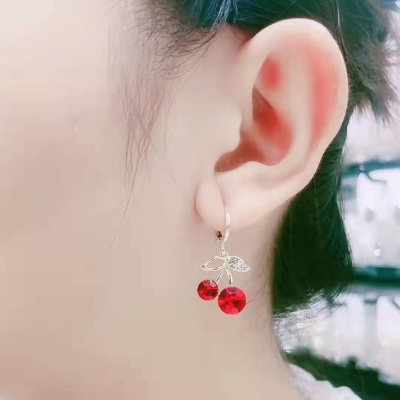 Bông Tai Hình Quả Cherry Đỏ Xinh Xắn Thời Trang