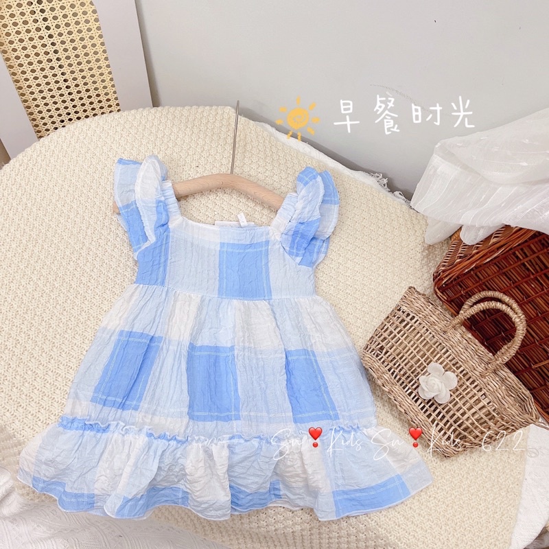 Váy tơ kẻ cực cute cho bé gái - VKTD